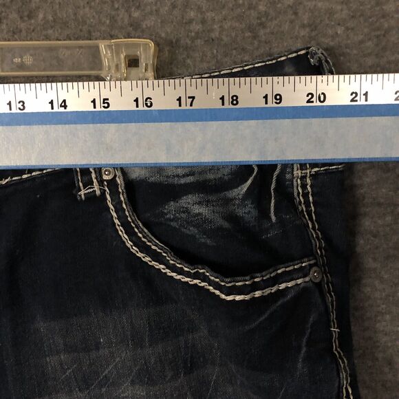 Amethyst Regina Jeans Womens 10 Skinny Dark-Wash 40x31 Whiskered Embroidered - Picture 6 of 11